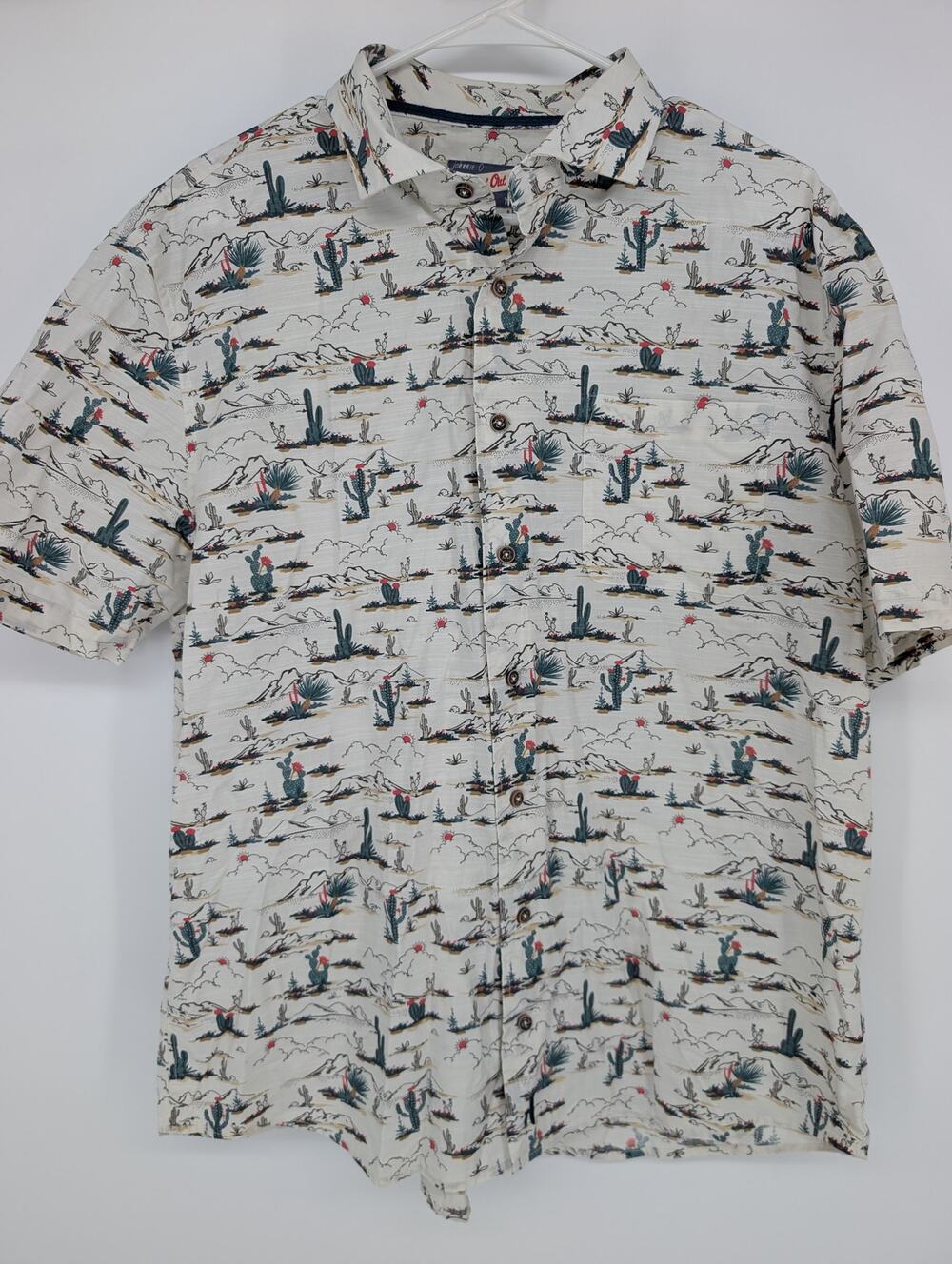 Johnnie-O Men's XL Hangin' Out Desert Cactus Print Short Sleeve Button Up Shirt